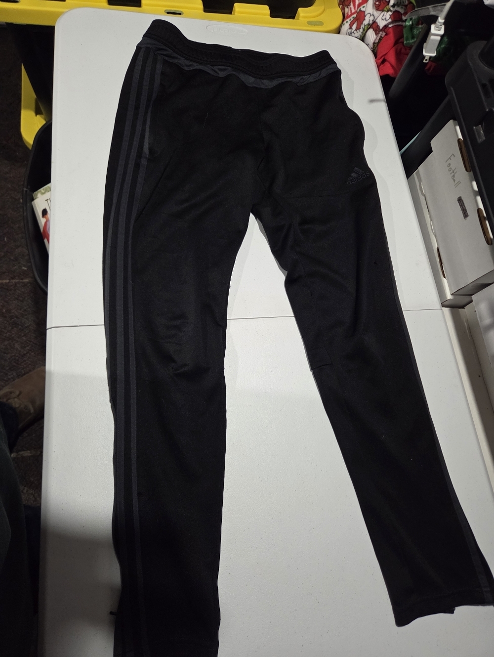 Adidas Black Track Pants with Dark Gray Side Stripes